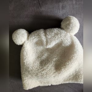 Girl's Fleece Beanie Winter Hat One Size Fits Most - Cream/White